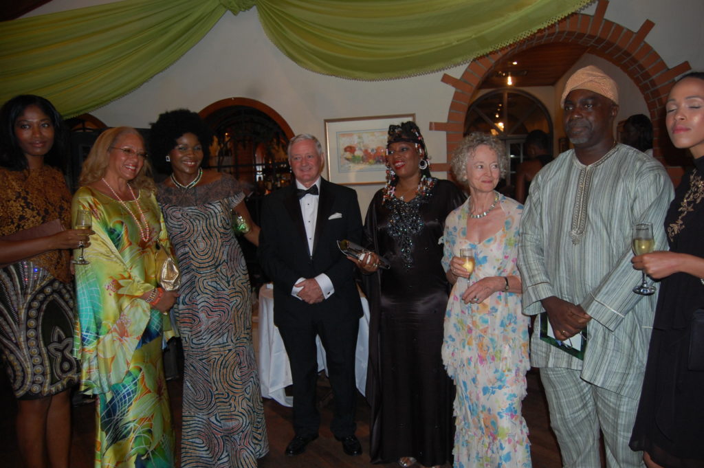Josephine and guests at a launch party of an exhibition