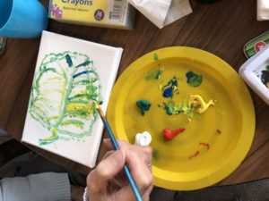 Mixing paints on a plate